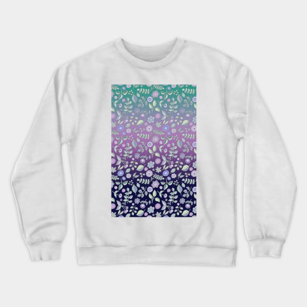 Ombre Nature Doodle Pattern in Navy & Purple Crewneck Sweatshirt by micklyn